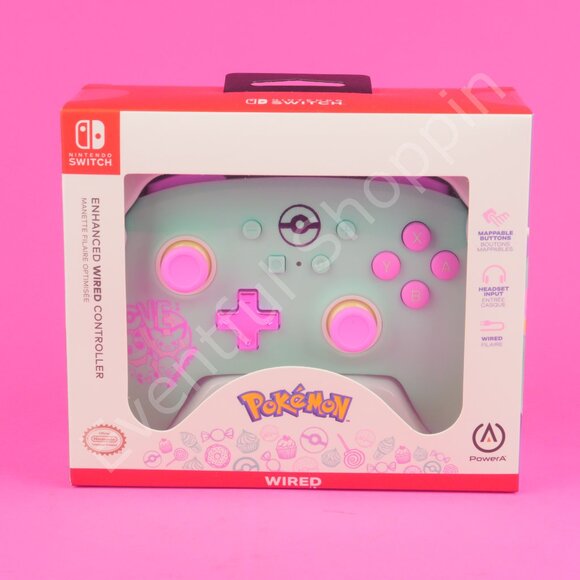 Pokemon Switch Controller Blue Pink Sweet Friends Enhanced Wired PowerA Nintendo - Picture 2 of 5